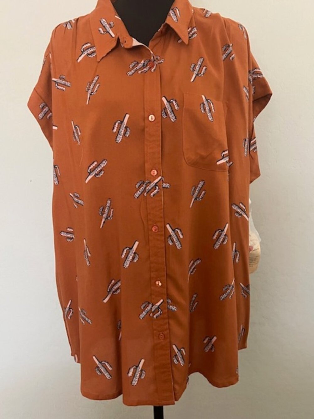 Cotton & Rye Cactus Print Button Down Top XXL Western Boho NWT